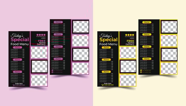 Dubble Sided Restaurant Food Menu Design Template With A4 Paper Size vector