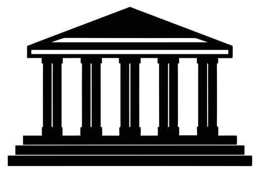 Greek temple building silhouette illustration vector