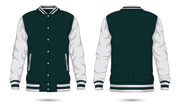 Striped varsity jacket mockup front and back view vector