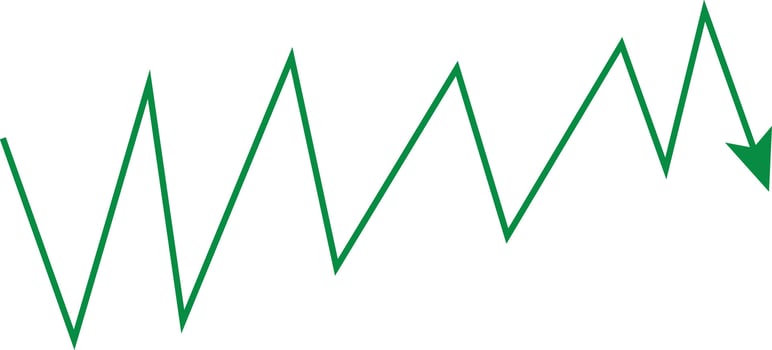 A green arrow pointing up on a white background vector