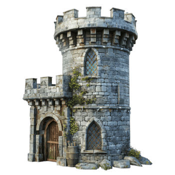 A castle with a door and windows png