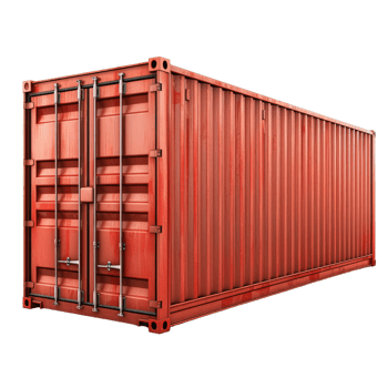 Isolated red shipping container for transportation, storage, and logistics. Ideal for supply chain and freight industry concepts. png