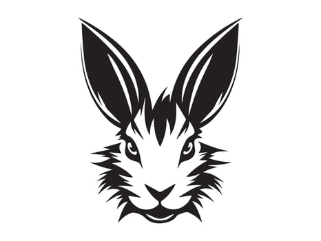 Black Silhouette of a Rabbit Head Isolated on a White Background. Concept of Animal Illustration, Minimalist Style, Bunny Face, Design Element vector