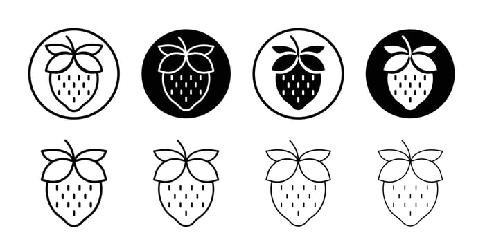 Strawberry icon logo set vector