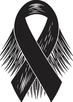 Black awareness ribbon with feathers illustration vector