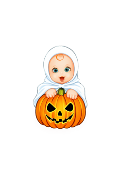Halloween Dedicated Baby In A Pumpkin Or Ghost Costume Design Perfectly Matched For Fashion Wear, Hats, Water Bottle Sticker, Metal Print, Bath Mat png