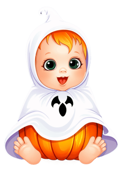 Halloween Focused Baby In A Pumpkin Or Ghost Costume Decorative Piece Designed For Outfit, Hoodies Sweatshirts, Car Sticker, Canvas Print, Bedding png
