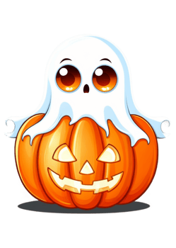Halloween Designed Candy In A Ghost Or Pumpkin Shape Clipart Suitable For Garment, Skirts, Bumper Sticker, Poster, Aprons png