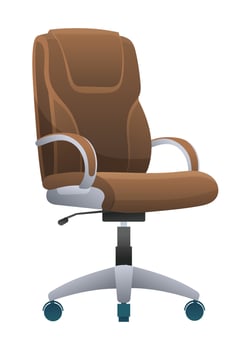 Executive office chair with padded armrests and wheels. cartoon illustration vector