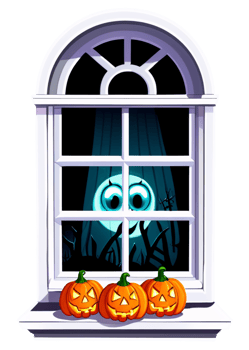 Halloween Dedicated Spooky Window With Shadows Clipart Great For Fashion Wear, Hats, Cool Sticker, Tapestries, Coaster png