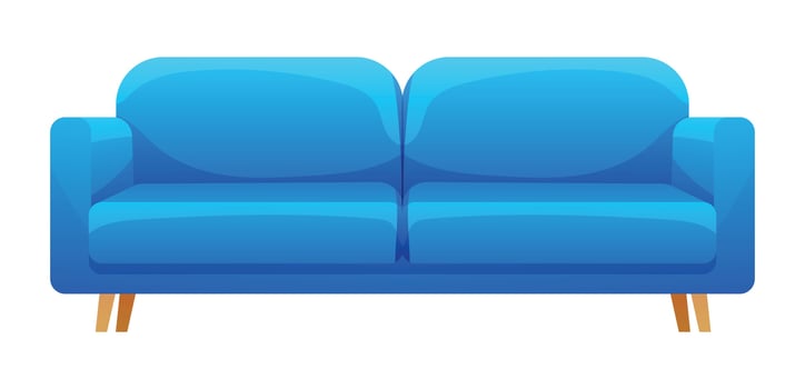 Sofa with plush cushions and wooden legs. illustration isolated on white background vector