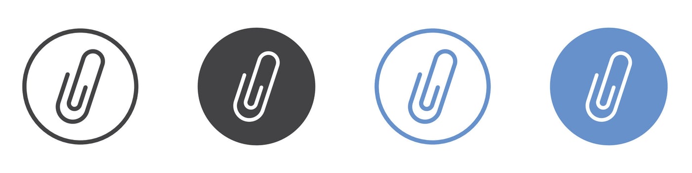 Attachment clip icon flat line symbol set. vector