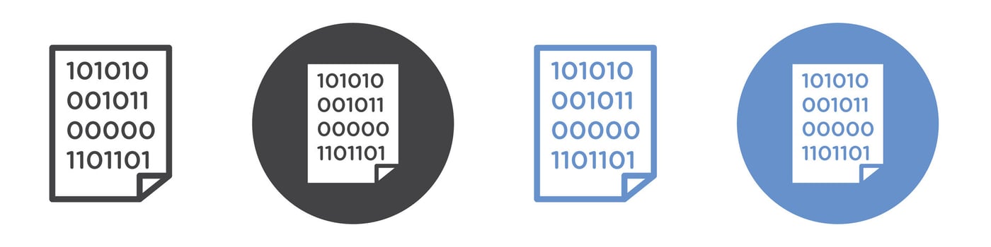 Binary code icon flat line symbol set. vector