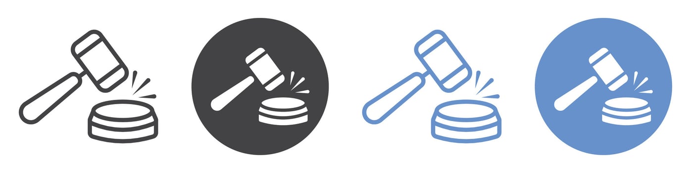 Court decision icon flat line symbol set. vector