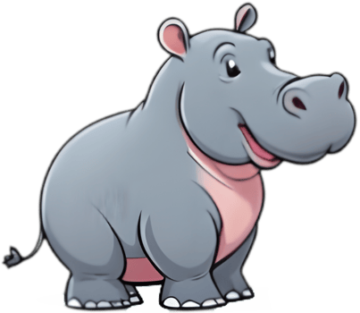 Grinning hippo cartoon clipart. . png