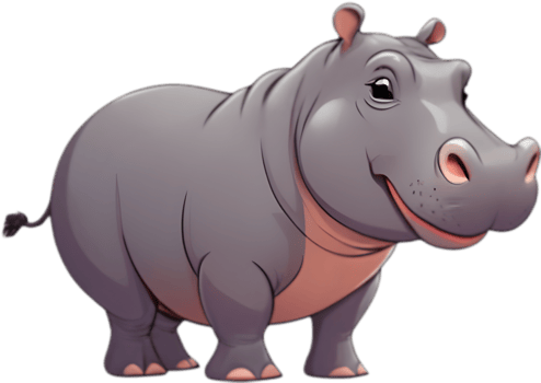 Cheerful hippo cartoon design. . png