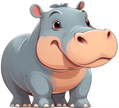 Funny hippo cartoon character clipart. . png