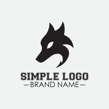Simple black and white wolf head logo template, good for branding design vector
