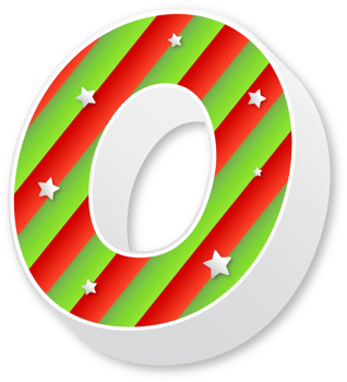 Number 0, Christmas Alphabet, Christmas Stripes Letters png