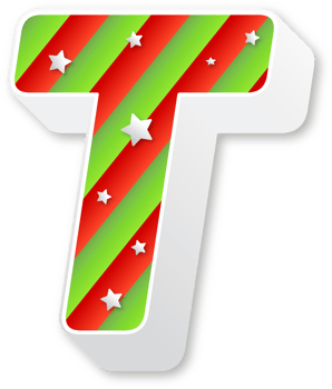 Letter T, Christmas Alphabet, Christmas Stripes Letters png