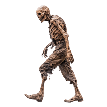 a walking skeleton walking on a transparent background png