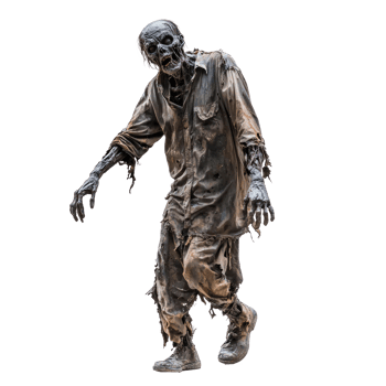 the walking dead zombie statue isolate on transparency background png