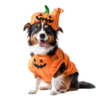 a dog dressed up in a halloween costume png
