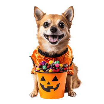dog wearing Halloween costume isolate on transparent background png