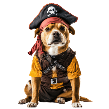 a dog dressed as a pirate png