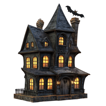 halloween house with bats and bats on the roof png