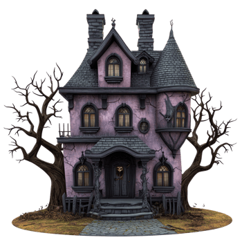 halloween house with black windows and black door png