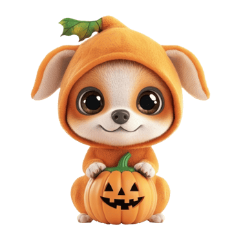 halloween dog in a pumpkin costume png