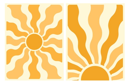 Abstract Sun Illustration with Wavy Rays in Two Variations vector
