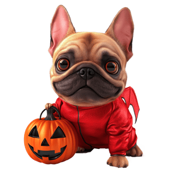 french bulldog halloween costume isolate on transparency background png