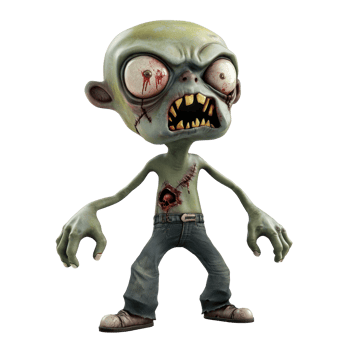 zombie character with a green face and a big head png