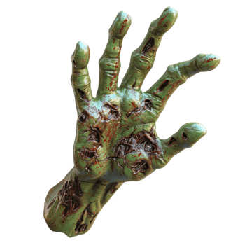 a hand with a zombie face on it png