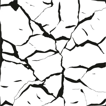 Detailed Black Cracked Surface on White Background vector