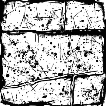 Bold Black and White Splattered Grunge Line Pattern Design vector