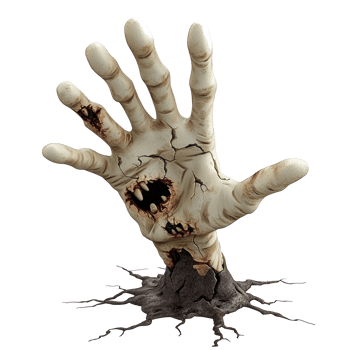 a hand with a zombie face coming out of the ground png