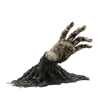 a zombie hand is sticking out of the ground png