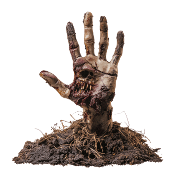 a zombie hand with its hand out of the ground png