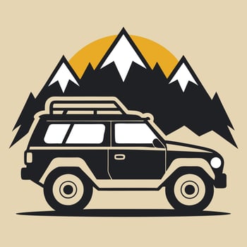 Adventure Car Embarking on a Mountain Quest vector