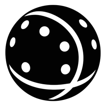 Black and white abstract silhouette of a pickleball ball, showcasing the sport's equipment. vector