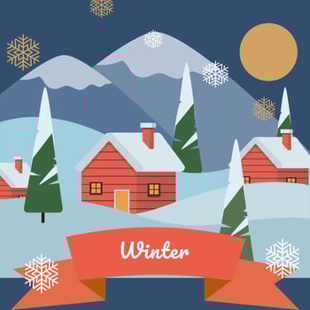 Winter background banner with square size vector