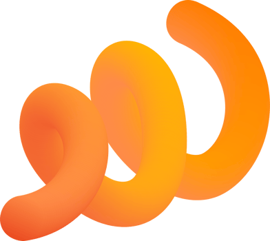 3D gradient shape. Abstract orange colored fluid swirl element. Wavy blend spiral object. Dynamic organic neon stroke. Bright gradation stripe png