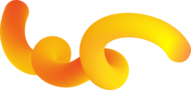 3D gradient shape. Abstract orange colored fluid swirl element. Wavy blend spiral object. Dynamic organic neon stroke. Bright gradation stripe png