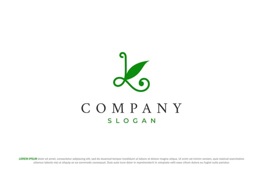 letter k leaf and nature logo vector
