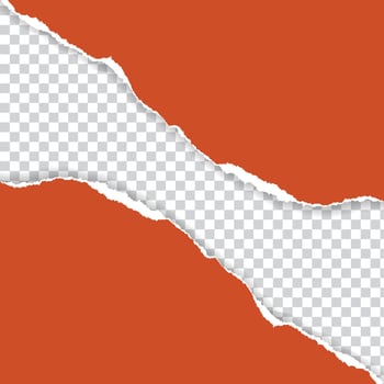 orange sheet ripped torn paper effect on transparent background vector