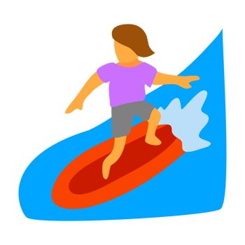 Cartoon illustration of people playing surfboard png