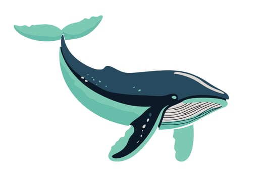 Whale Flat marine Illustration isolated vector